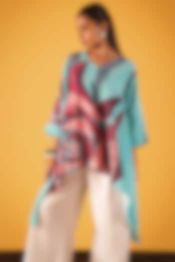 Red Viscose Crepe Handkerchief Tunic by Satya Paul at Pernia's Pop Up Shop