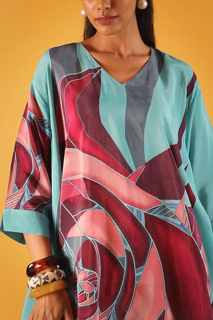 Red Viscose Crepe Handkerchief Tunic by Satya Paul at Pernia's Pop Up Shop