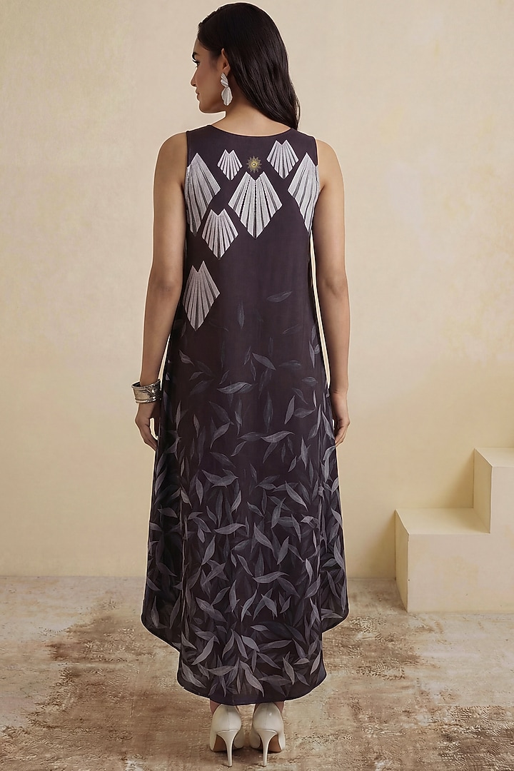 Black & White Poly Satin High-Low Midi Vacation Dress by Satya Paul at Pernia's Pop Up Shop