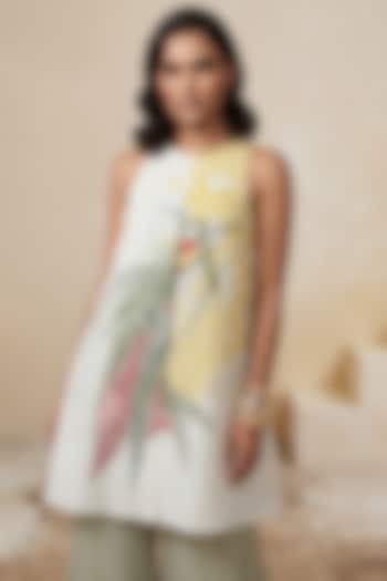 Off-White Viscose Linen Shift Mini Summer Dress by Satya Paul at Pernia's Pop Up Shop