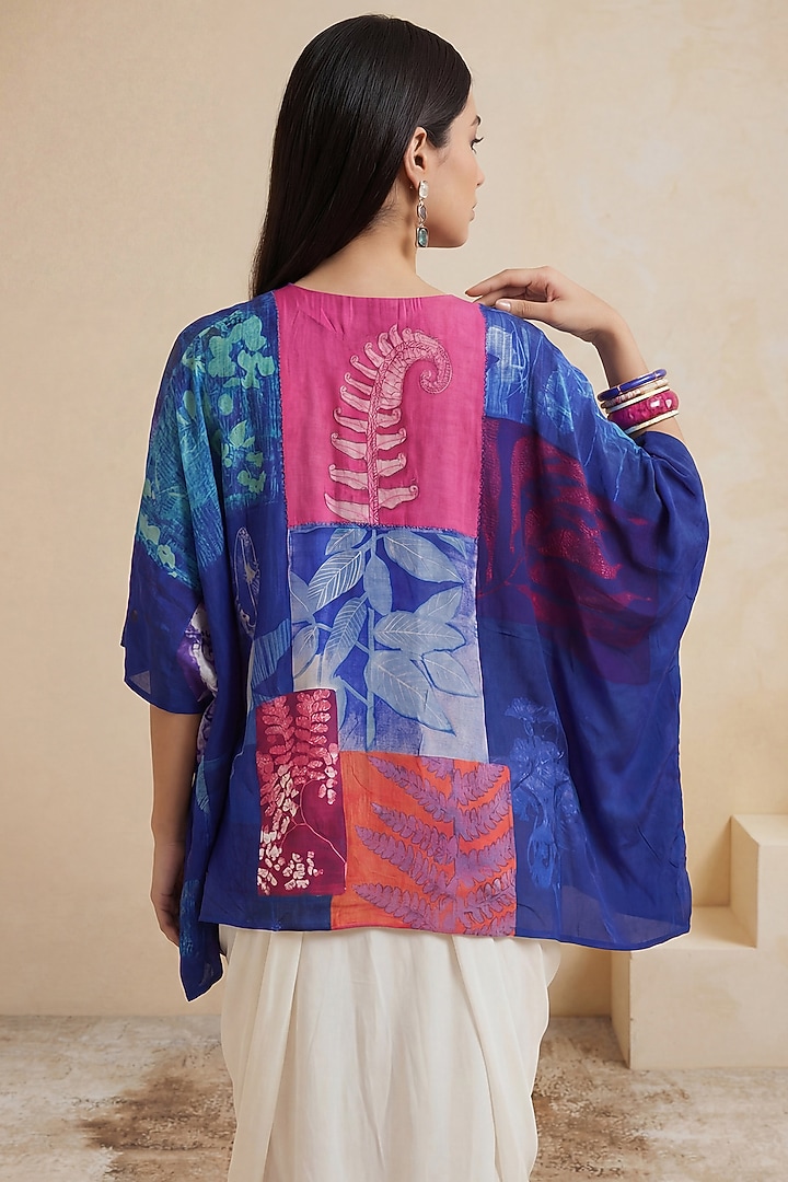 Light Blue Viscose Crepe Printed V-Neck Kaftan by Satya Paul at Pernia's Pop Up Shop