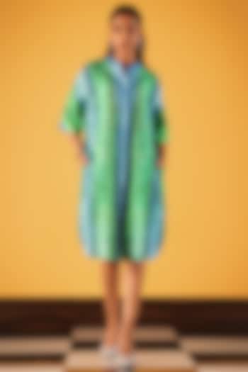Green Viscose Linen Cactus Printed Tunic by Satya Paul at Pernia's Pop Up Shop