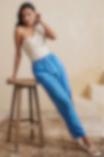 Green Viscose Linen Cactus Printed Pants by Satya Paul at Pernia's Pop Up Shop