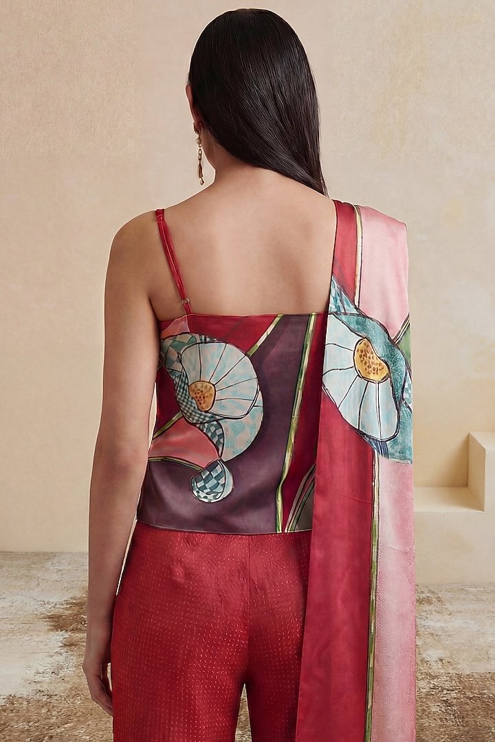 Red Poly Satin Halter-Neck Top by Satya Paul at Pernia's Pop Up Shop