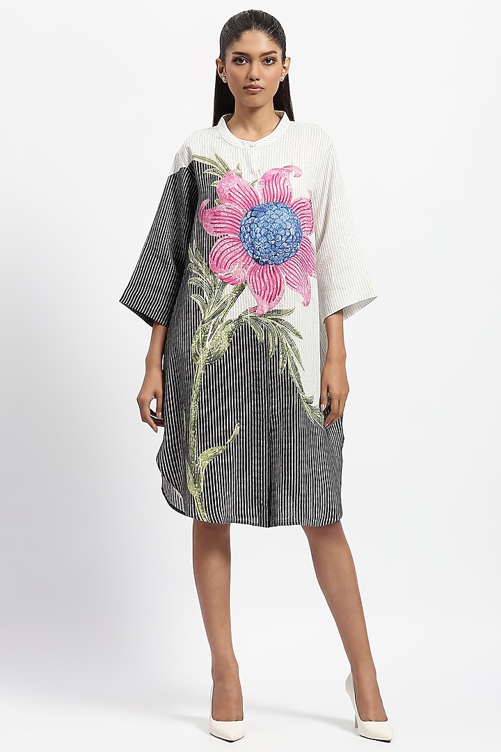 White Linen Printed Tunic by Satya Paul