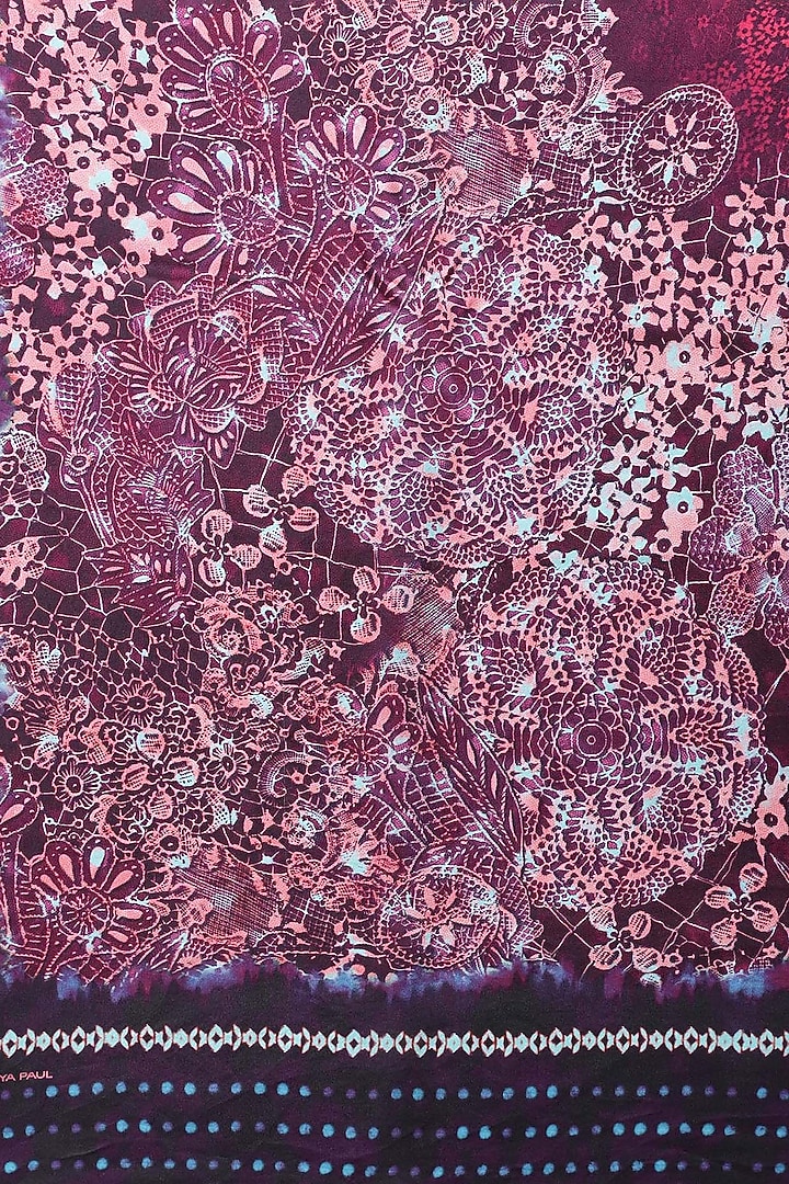 Purple Silk Satin Floral Printed Party Wear Saree by Satya Paul at Pernia's Pop Up Shop
