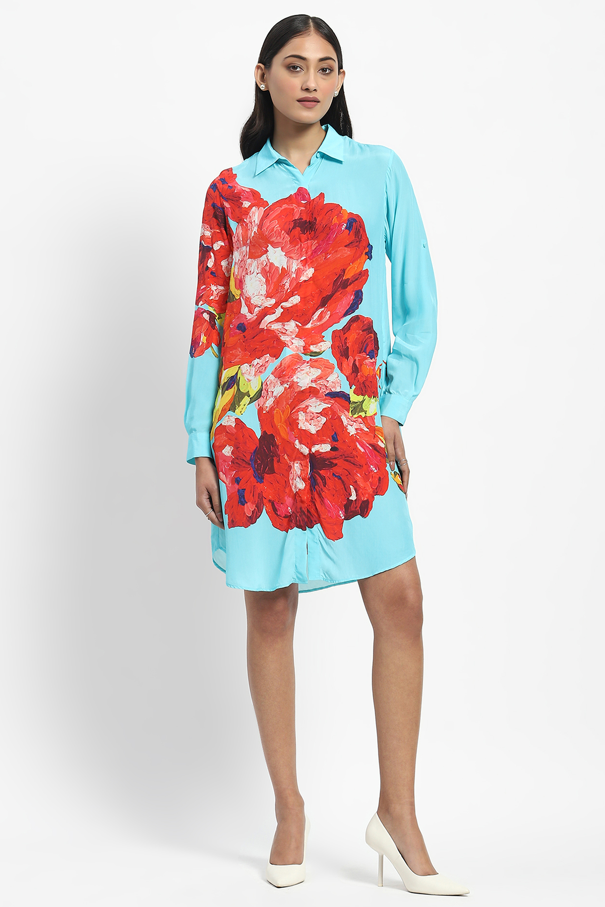 Blue Viscose Crepe Printed Tunic by Satya Paul at Pernia's Pop Up Shop