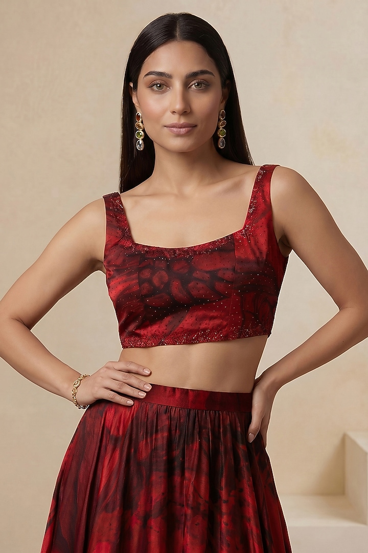 Scarlet Red Viscose Crepe Corset Top by Satya Paul at Pernia's Pop Up Shop