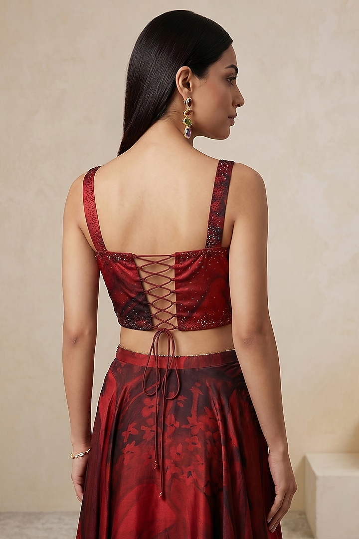 Scarlet Red Viscose Crepe Corset Top by Satya Paul at Pernia's Pop Up Shop