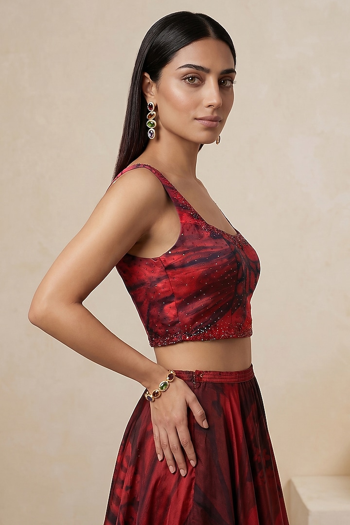 Scarlet Red Viscose Crepe Corset Top by Satya Paul at Pernia's Pop Up Shop