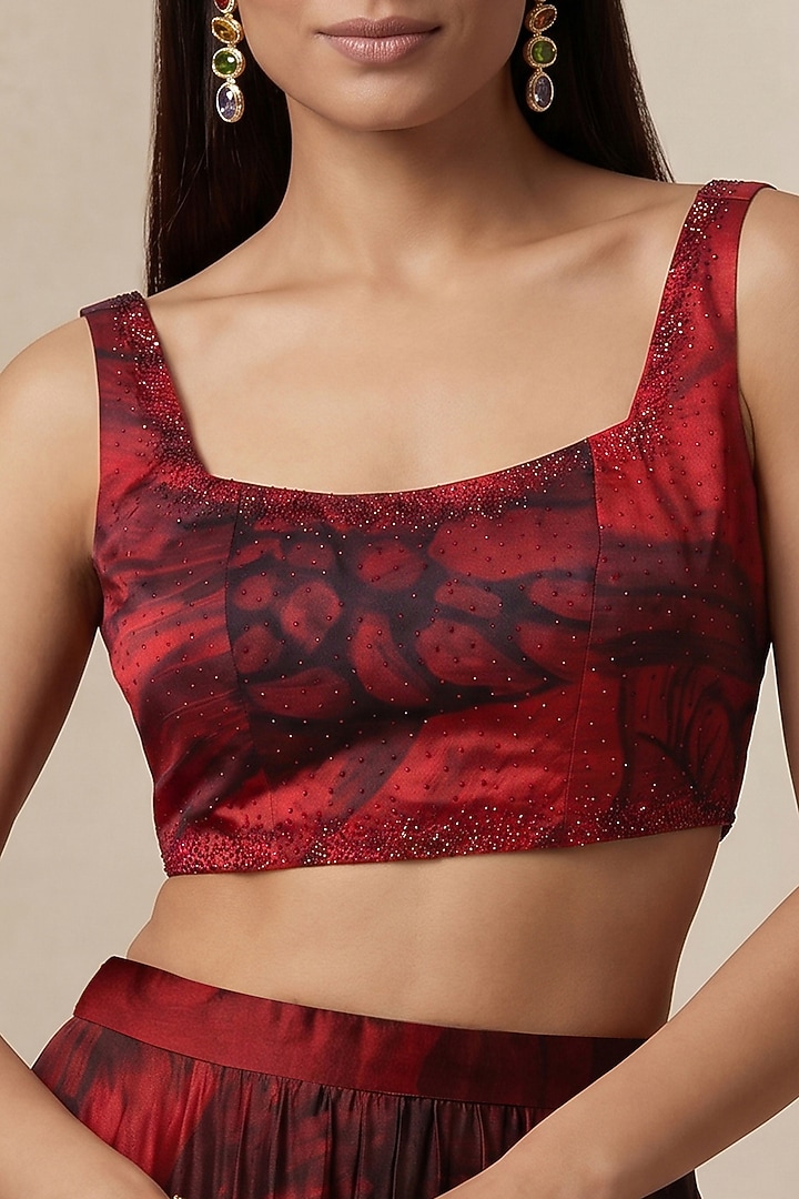 Scarlet Red Viscose Crepe Corset Top by Satya Paul at Pernia's Pop Up Shop
