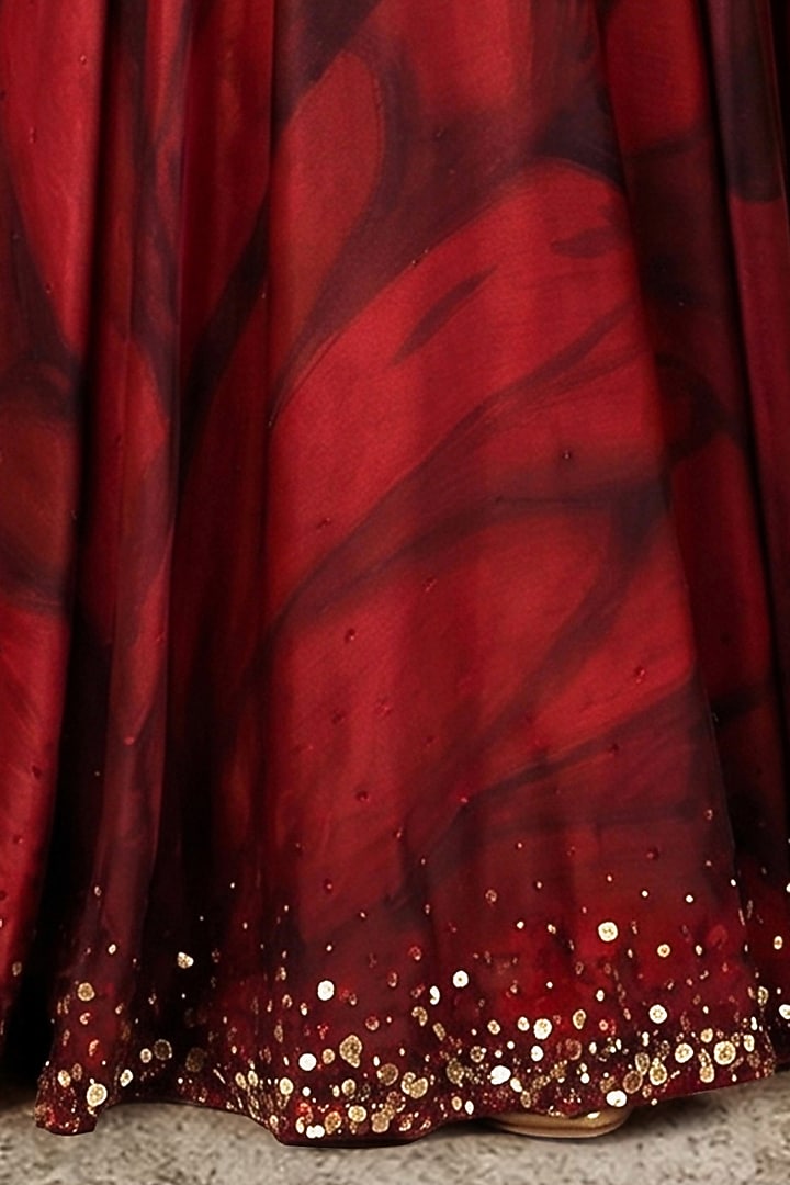 Scarlet Red Modal Satin Skirt by Satya Paul at Pernia's Pop Up Shop