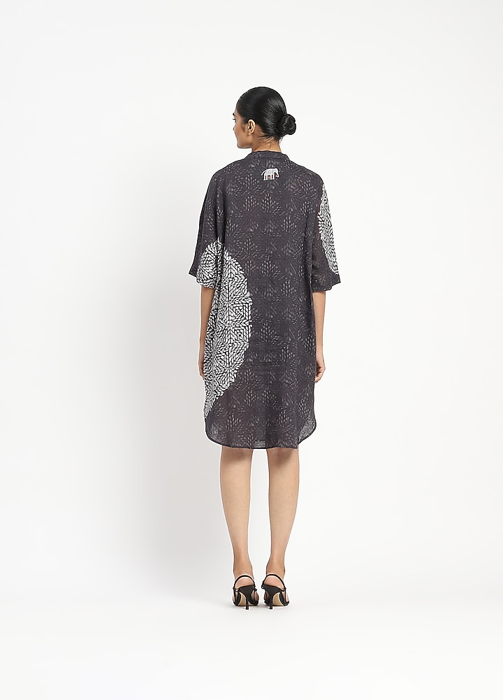 Black & White Linen Motif Printed Tunic by Satya Paul at Pernia's Pop Up Shop