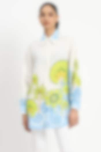 White Linen Printed Tunic by Satya Paul at Pernia's Pop Up Shop