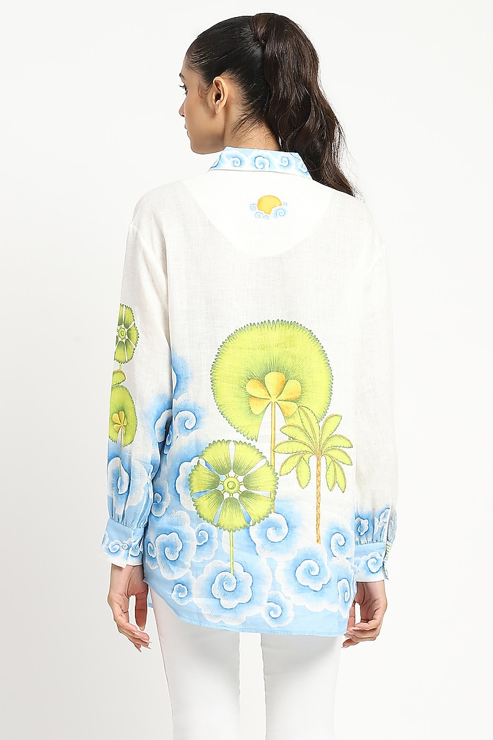 White Linen Printed Tunic by Satya Paul at Pernia's Pop Up Shop