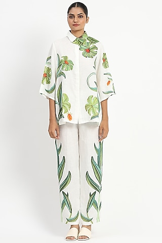 Ivory Linen Printed Tunic by Satya Paul