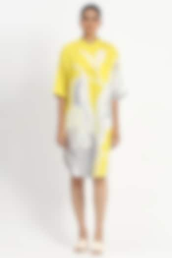 Lemon Yellow Linen Floral Printed Tunic by Satya Paul at Pernia's Pop Up Shop