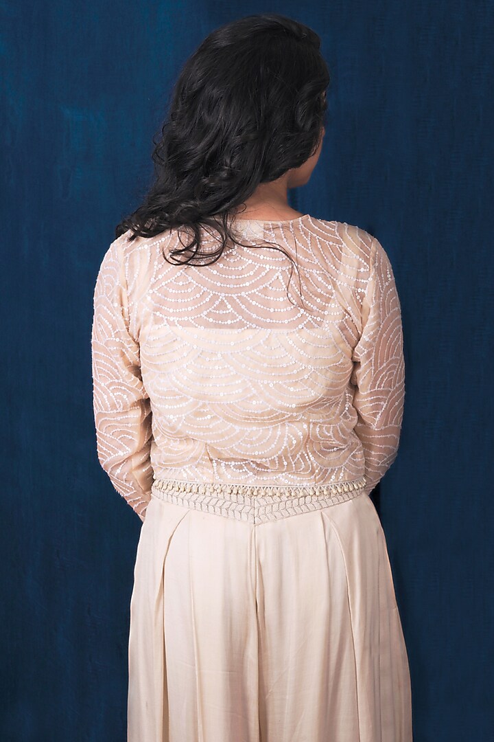 Off-White Organza Cutdana Embroidered Co-Ord Set by SAUBHAGYA at Pernia's Pop Up Shop