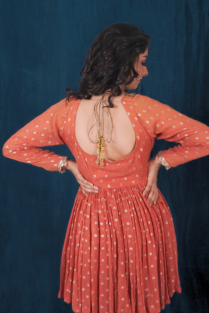 Rust Orange Banarasi Georgette Wedding Sharara Set by SAUBHAGYA at Pernia's Pop Up Shop