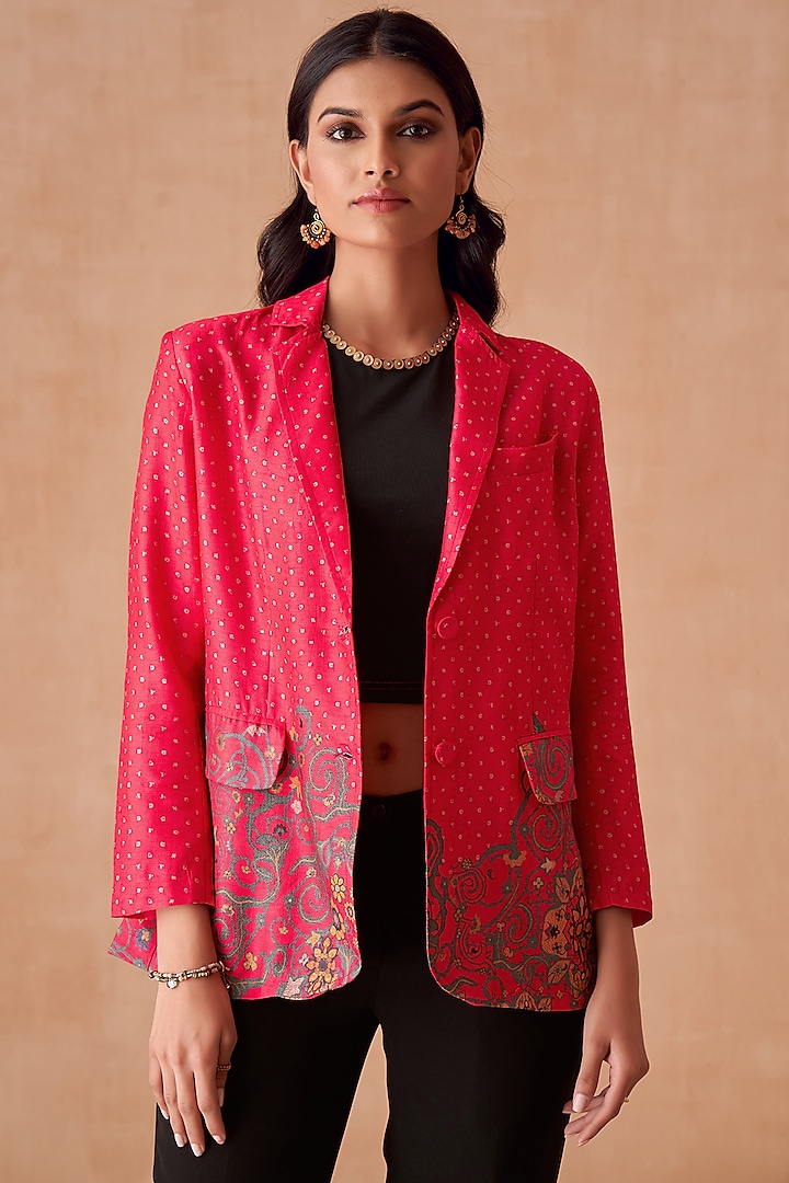 Pink Luxe Raw Silk Blazer by Saundh at Pernia's Pop Up Shop