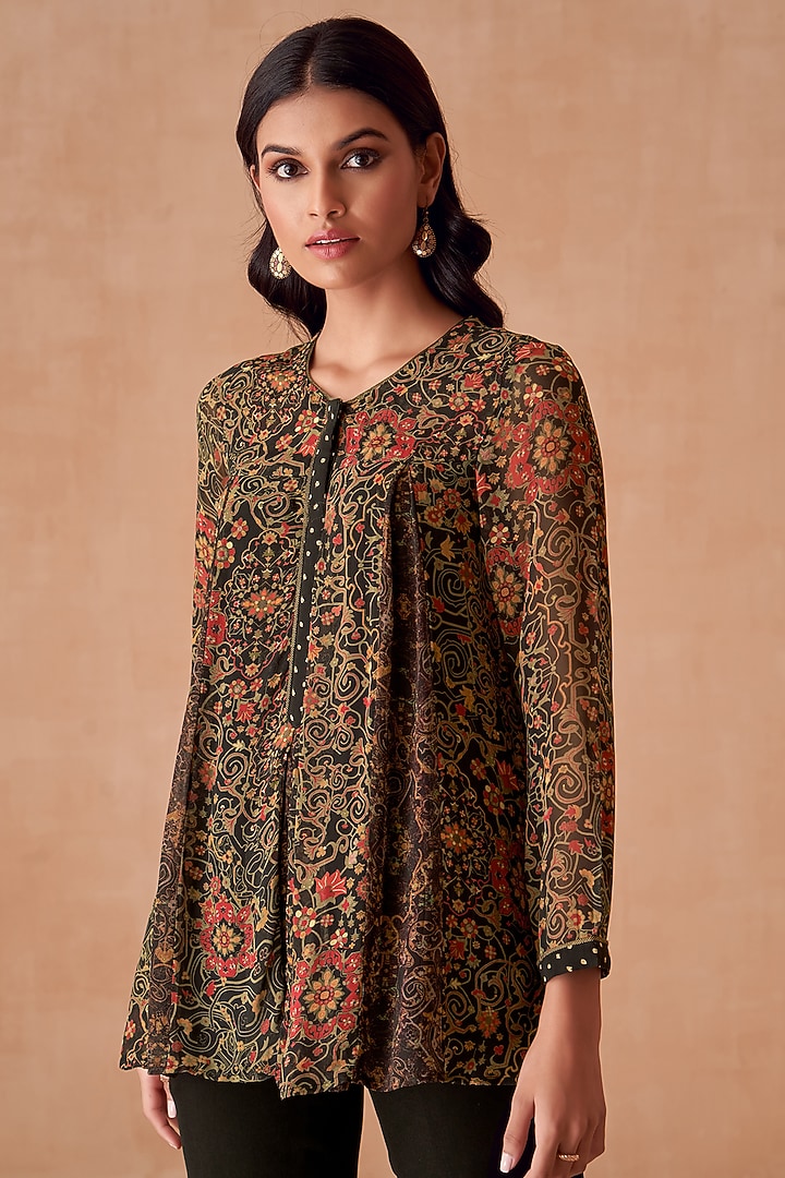 Black Georgette Top by Saundh at Pernia's Pop Up Shop