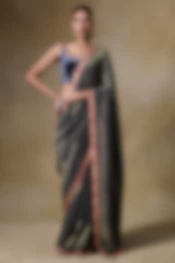 Grey Tissue Silk & Viscose Tissue Cord Embroidered Festive Saree Set by Saundh at Pernia's Pop Up Shop