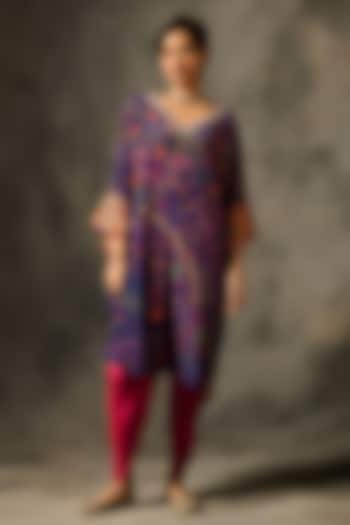 Purple Natural Crepe Printed Kurta Set by Saundh at Pernia's Pop Up Shop