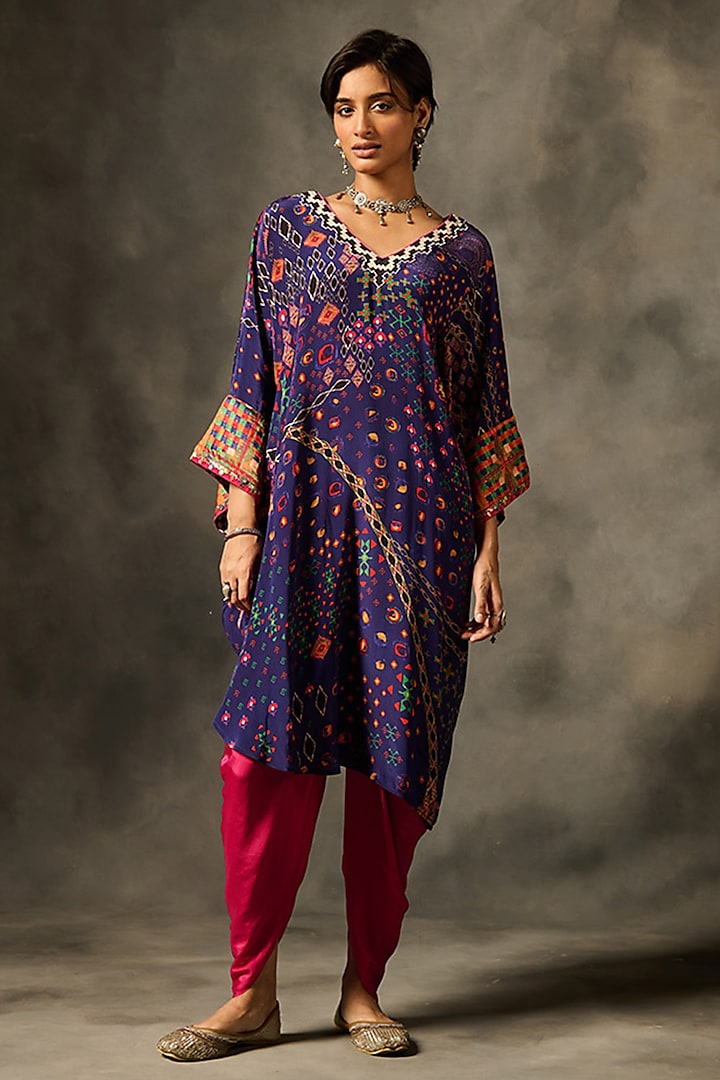 Purple Natural Crepe Printed Kurta Set by Saundh at Pernia's Pop Up Shop