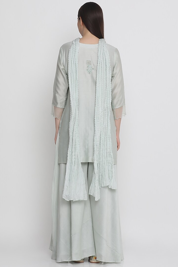 Grey Embroidered Kurta Set by Label Savi Abbot at Pernia's Pop Up Shop