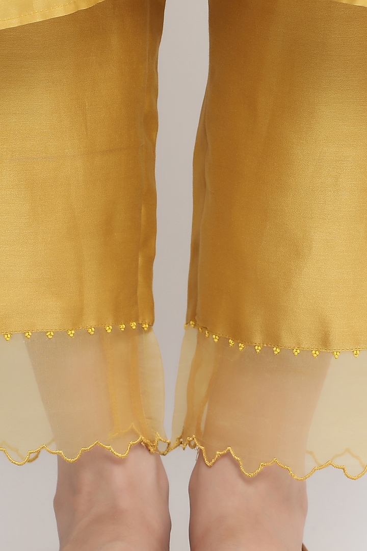 Mustard Tissue Chanderi Kurta Dhoti Set main image 0