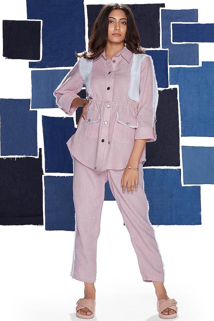 Pink Linen Blend Co-Ord Set by Savaaya at Pernia's Pop Up Shop