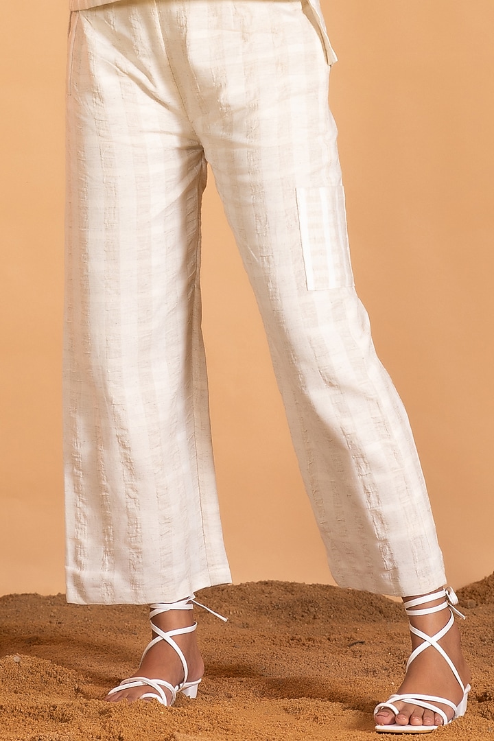 White Linen Blend Embroidered Co-Ord Set by Savaaya at Pernia's Pop Up Shop