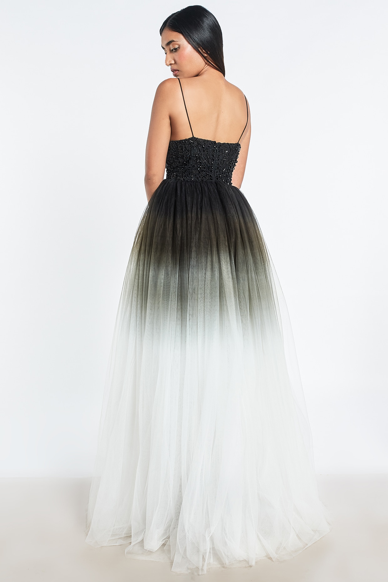 Black and 2024 white ombre dress