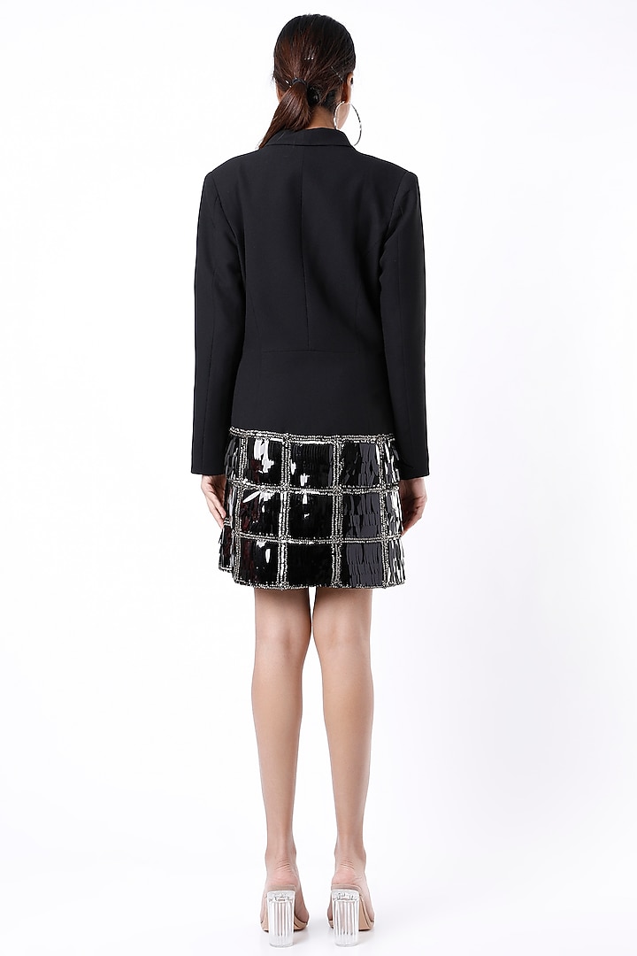 Black Hand Embroidered Blazer Vacation Dress by Shivani Awasty at Pernia's Pop Up Shop