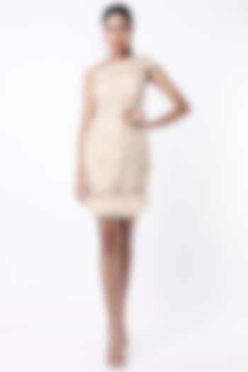 Nude Dress With Sequins Embroidery by Shivani Awasty