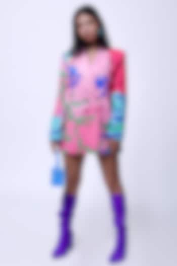 Multi-Colored Suiting Digital Printed Blazer Dress by SAZO