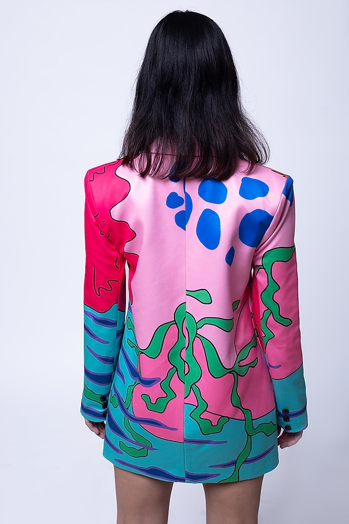 Multi-Colored Suiting Digital Printed Blazer Vacation Dress by SAZO at Pernia's Pop Up Shop