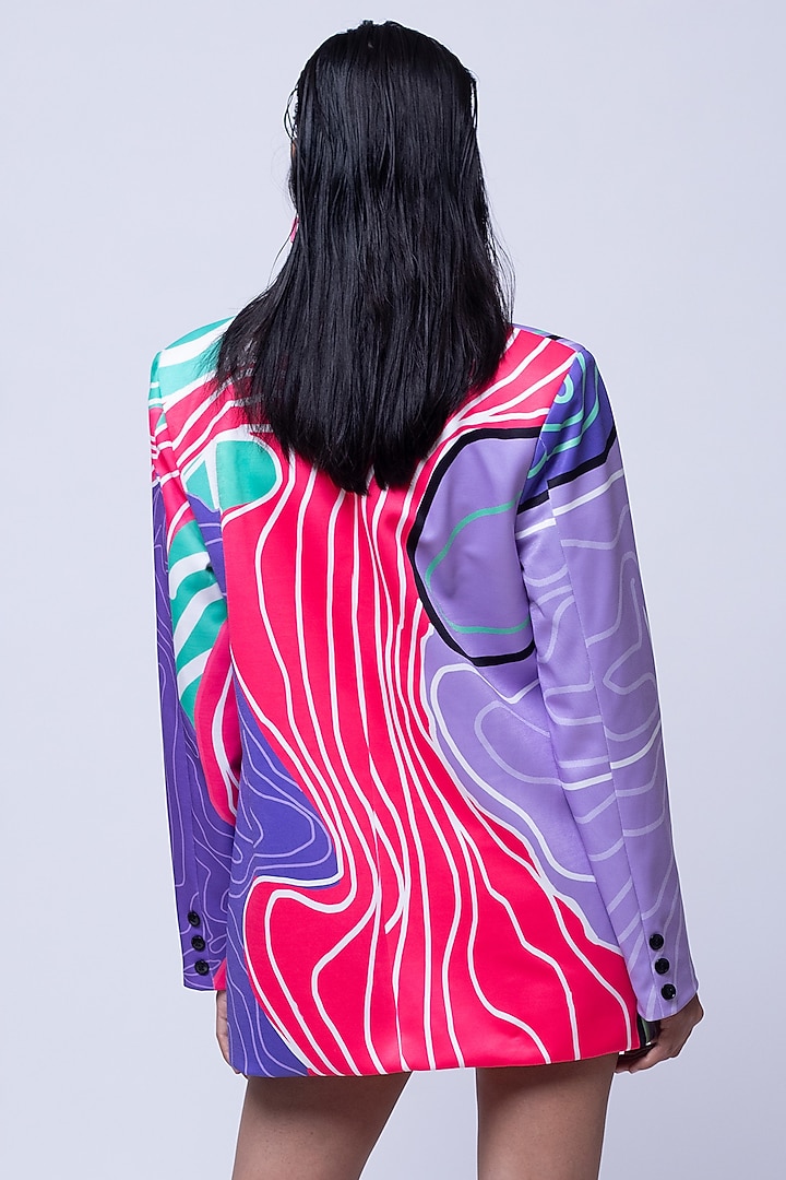 Multi-Colored Suiting Digital Printed Blazer Vacation Dress by SAZO at Pernia's Pop Up Shop