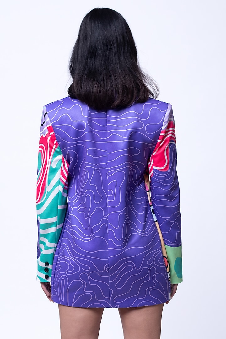 Multi-Colored Suiting Digital Printed Blazer Vacation Dress by SAZO at Pernia's Pop Up Shop