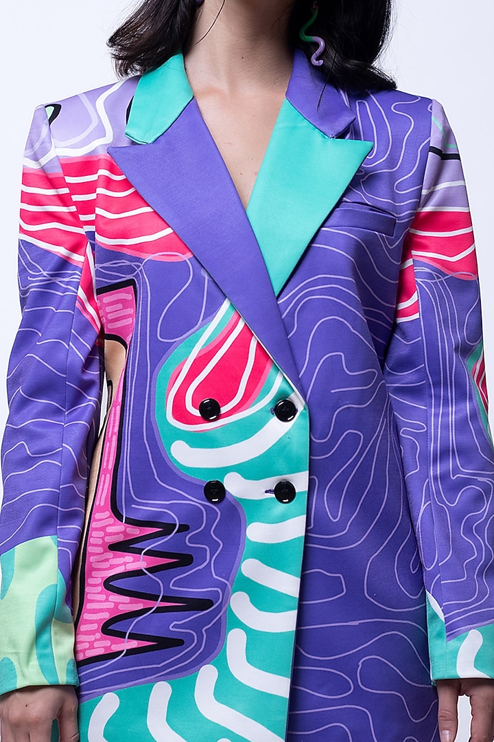 Multi-Colored Suiting Digital Printed Blazer Vacation Dress by SAZO at Pernia's Pop Up Shop