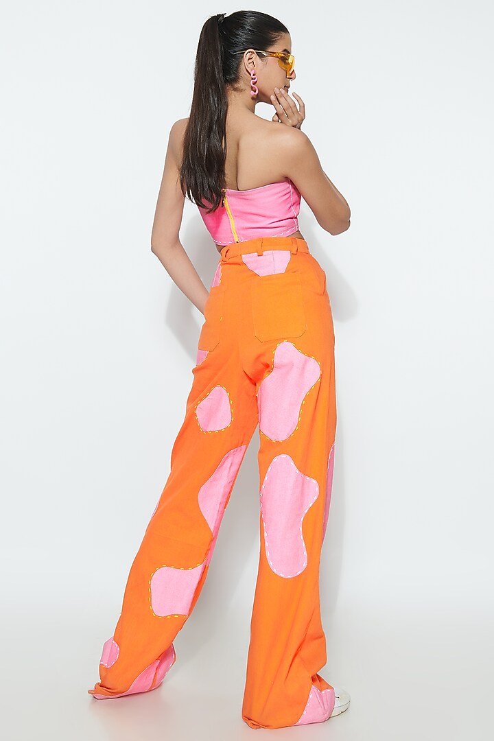 Orange Twill Digital Printed Pant Set by SAZO at Pernia's Pop Up Shop