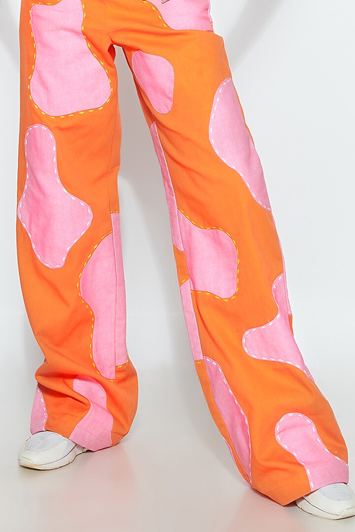 Orange Twill Digital Printed Pant Set by SAZO at Pernia's Pop Up Shop