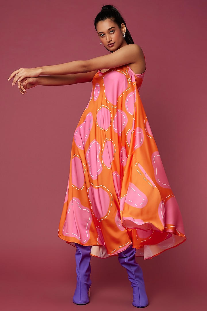 Orange Printed Dress by SAZO