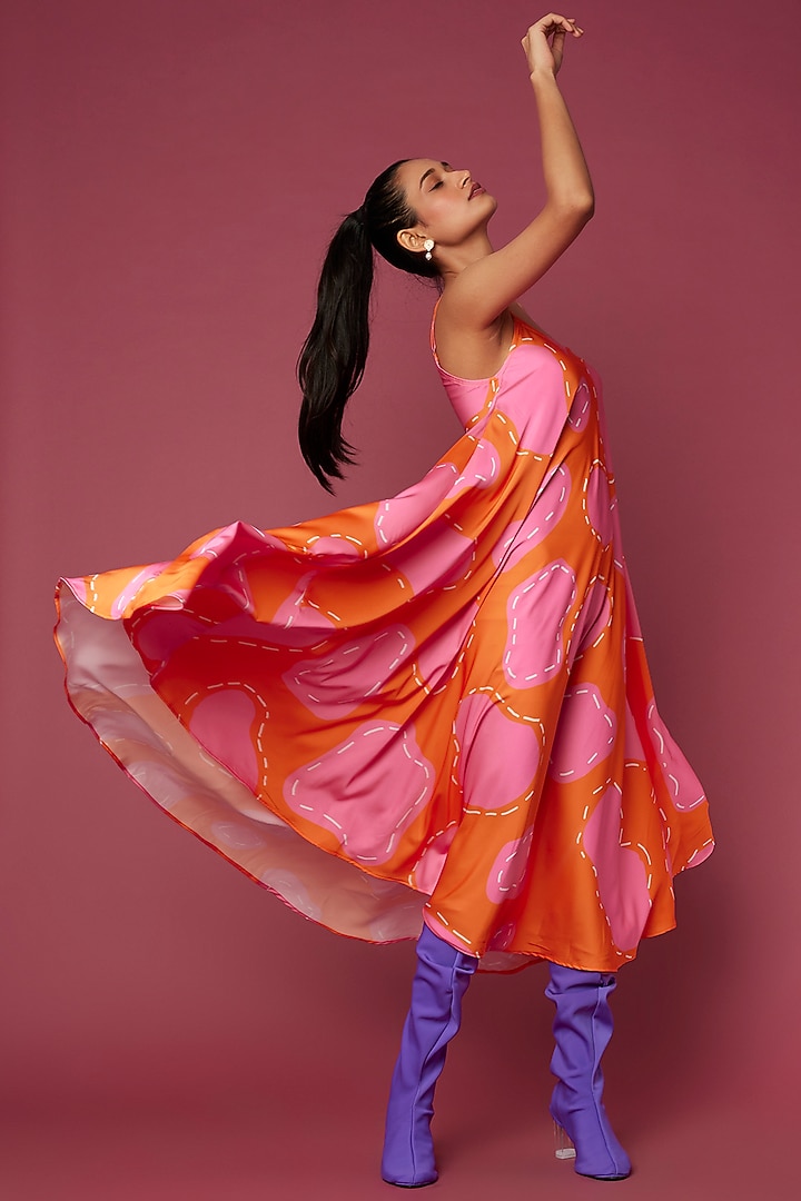 Orange Printed Summer Dress by SAZO at Pernia's Pop Up Shop