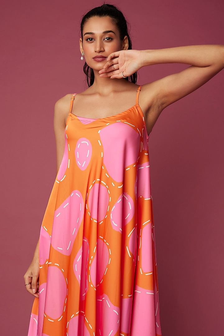 Orange Printed Summer Dress by SAZO at Pernia's Pop Up Shop