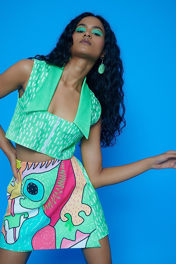Mint Green Digital Printed Co-Ord Set by SAZO at Pernia's Pop Up Shop