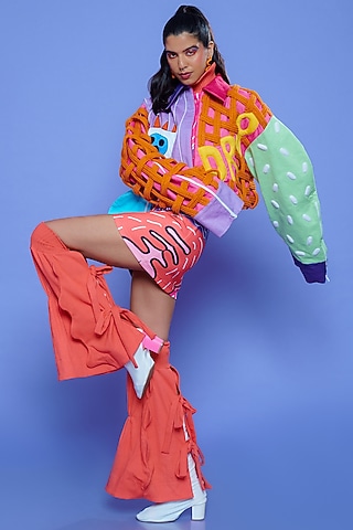 Multi-Colored Embroidered Jacket by SAZO