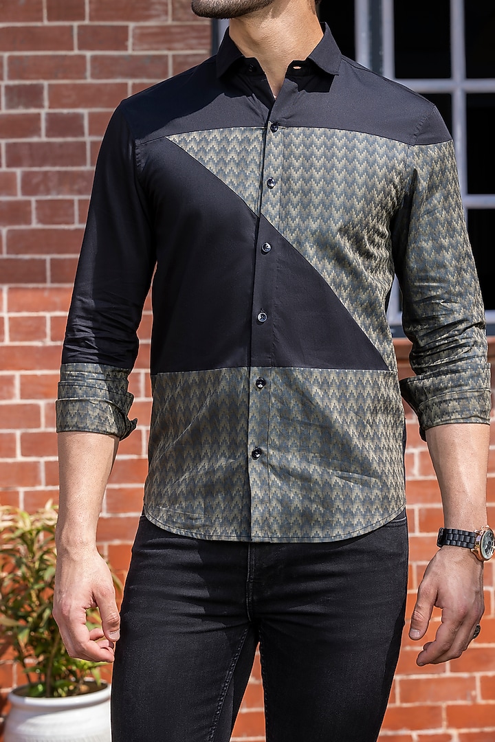 Black Giza Cotton Summer Shirt by Sazvit at Pernia's Pop Up Shop