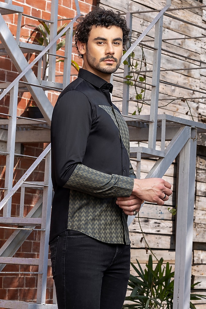 Black Giza Cotton Summer Shirt by Sazvit at Pernia's Pop Up Shop
