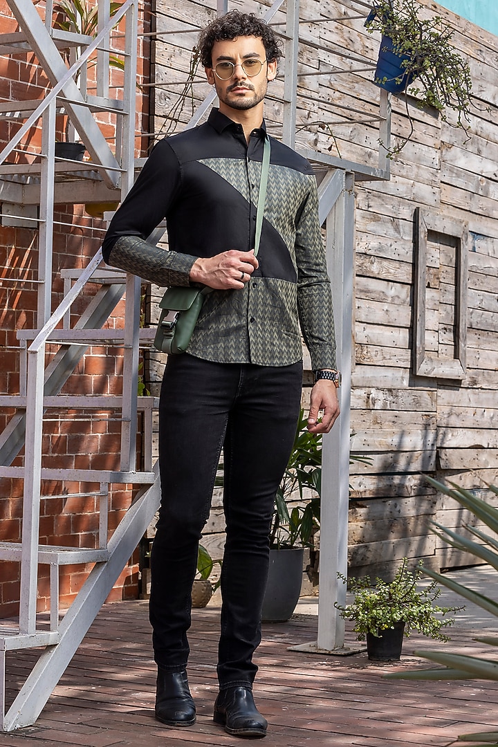 Black Giza Cotton Summer Shirt by Sazvit at Pernia's Pop Up Shop
